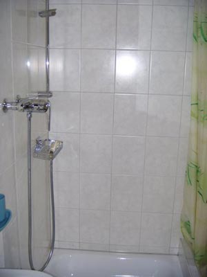 Gereinigte Dusche mit sauberen Fliesen