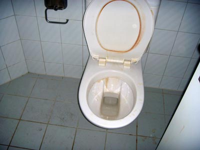 Verschmutztes WC vor der Reinigung